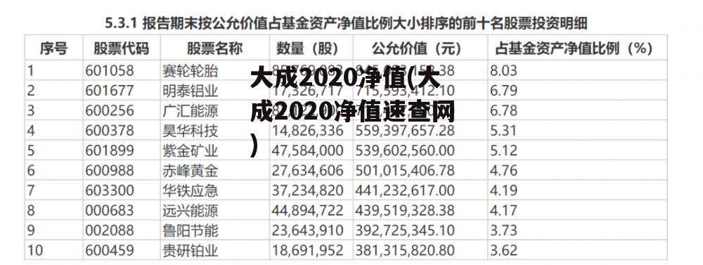 大成2020最新净值深度解析及前景展望